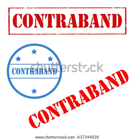 Set of stamps with text Contraband,vector illustration