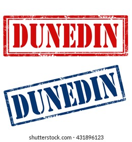 Set of stamps with text Dunedin,vector illustration
