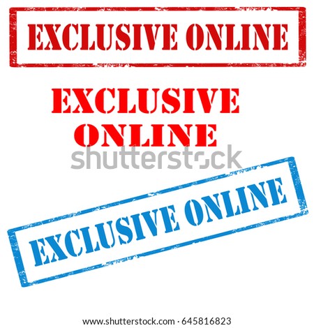 Set of stamps with text Exclusive Online,vector illustration