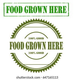 Set of stamps with text Food Grown Here,vector illustration