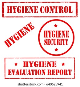 Set of stamps with text Hygiene Control,Hygiene Security ,vector illustration