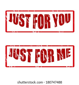 Set of stamps with text just for you and just for me inside,vector illustration