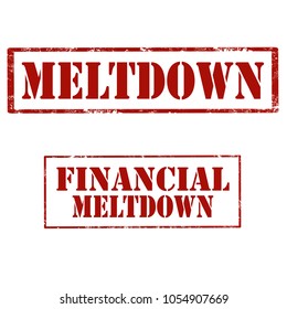 Set of stamps with text Meltdown and Financial Meltdown,vector illustration