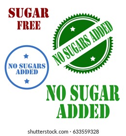 Set of stamps with text No Sugar Added,vector illustration