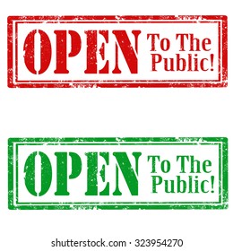 Set of stamps with text Open To The Public,vector illustration