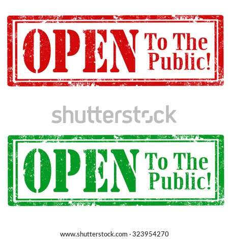 Set of stamps with text Open To The Public,vector illustration