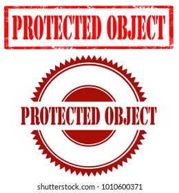 Set of stamps with text Protected Object,vector illustration