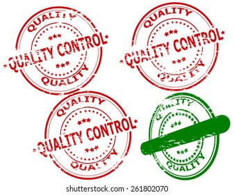 Set of stamps with text quality control inside, vector illustration