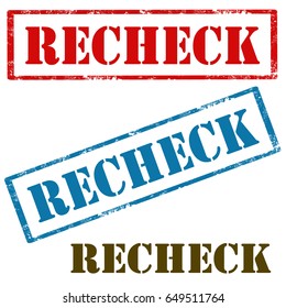 Set of stamps with text Recheck,vector illustration