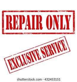 Set of stamps with text Repair Only and Exclusive Service,vector illustration