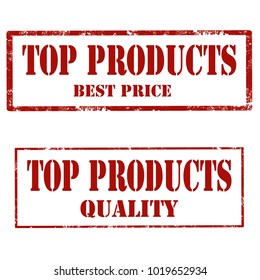 Set of stamps with text Top Products,vector illustration