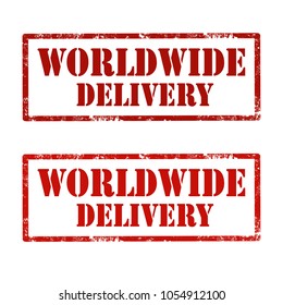 Set of stamps with text Worldwide Delivery,vector illustration
