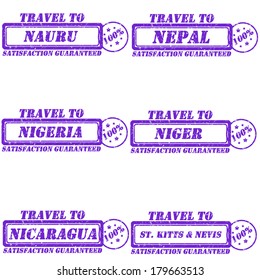 Set of stamps travel to nauru,nepal,nigeria,niger,nicaragua,st.kitts&nevis