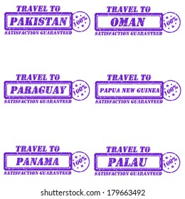 Set of stamps travel to pakistan,oman,paraguay,panama,palau,papua new guinea
