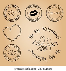 set of stamps for valentine day - vector elements