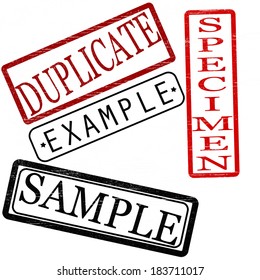 Set of stamps with words duplicate,example,specimen and sample inside,vector illustration