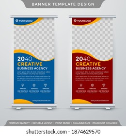 set of stand banner template with modern concept layout use for product display and advertising