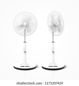 Набор макета вентилятора стенда в 3d иллюстрации на белом фоне