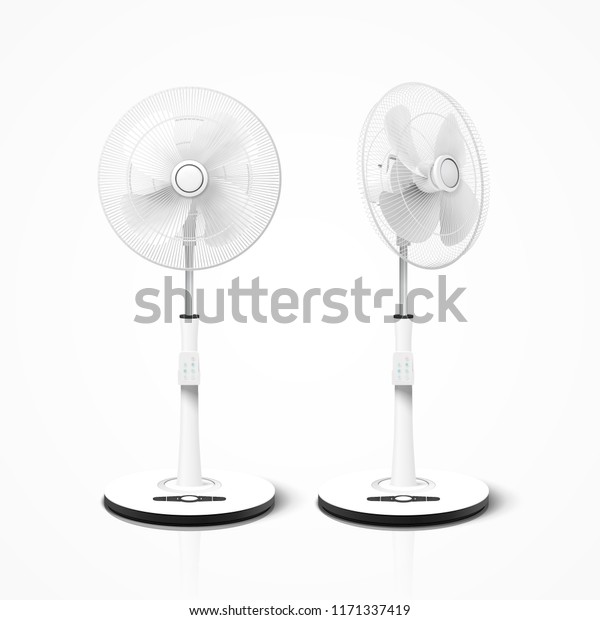 Set of stand fan mockup in 3d illustration on\
white background