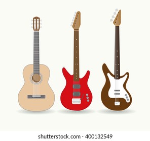 Set of standalone guitars. Vector illustration