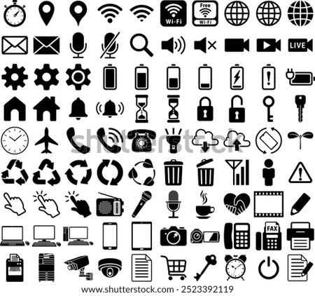 The set of standard icons isolated on white background