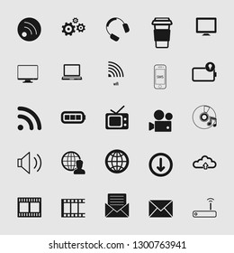 Set of standard media and multimedia icons 