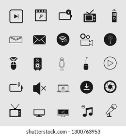 Set of standard media and multimedia icons 