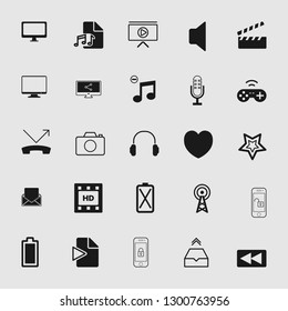 Set of standard media and multimedia icons 