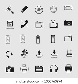 Set of standard media and multimedia icons 