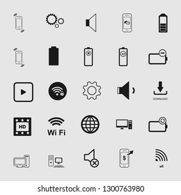 Set of standard media and multimedia icons 