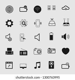 Set of standard media and multimedia icons 