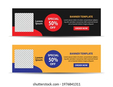 Set of standard size web banners with a place for photos. Design standard size templates for business and advertising