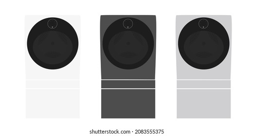 Set standard washing machine with two washing compartments, set wash attachment vector, cleans sets