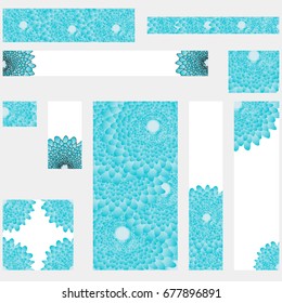 set of standard web banner with a pattern of flowers. vector illustration. blue color