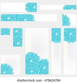 set of standard web banner with a pattern of flowers. vector illustration. blue color