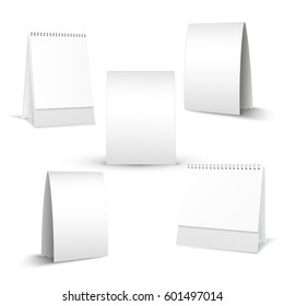Set of standing blank calendar set isolated on white background vector mockup illustration