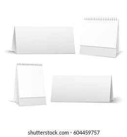 Set of standing blank calendar set isolated on white background vector mockup illustration