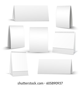 Set of standing blank calendar set isolated on white background vector mockup illustration
