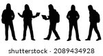 Set of Standing hacker silhouette vector on white background