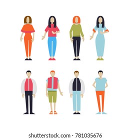 Set of standing people vector illustration