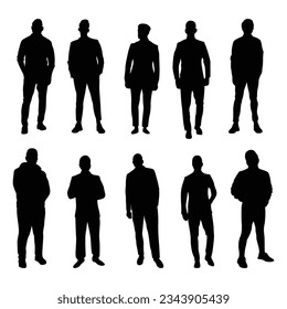 set of standing pose man silhouette