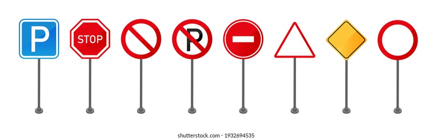 Set Standing Road Signs Isolated On Stock Vector (Royalty Free) 1932694535