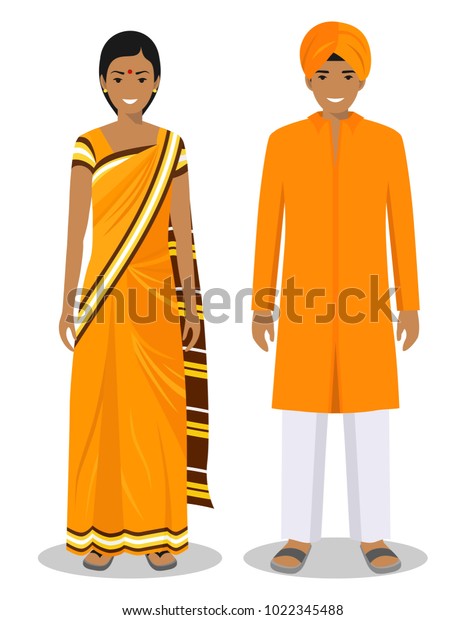 Set Standing Together Indian Man Woman Stock Vector (Royalty Free ...