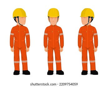 set of standing worker on white background