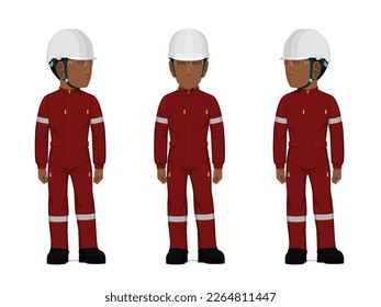 set of standing worker on white background