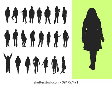 Set of  standing/walking silhouettes