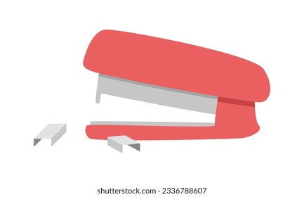 Set of stapler and staples clipart. Stapler, simple stapling equipment flat vector illustration clipart cartoon style, hand drawn doodle. Students, classroom, school supplies, back to school concept