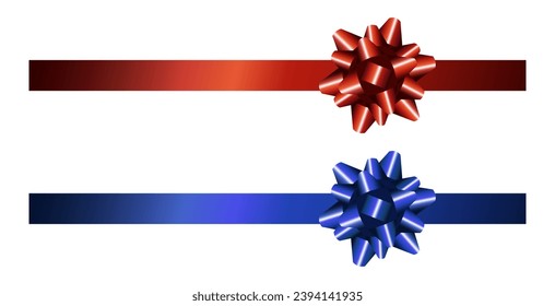 Set of star bows with ribbons. Vector 