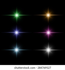 set of Star burst  light beam vector