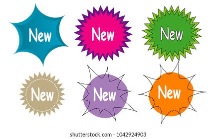 set of star burst sticker label stamp icon logo illustration vector isolated